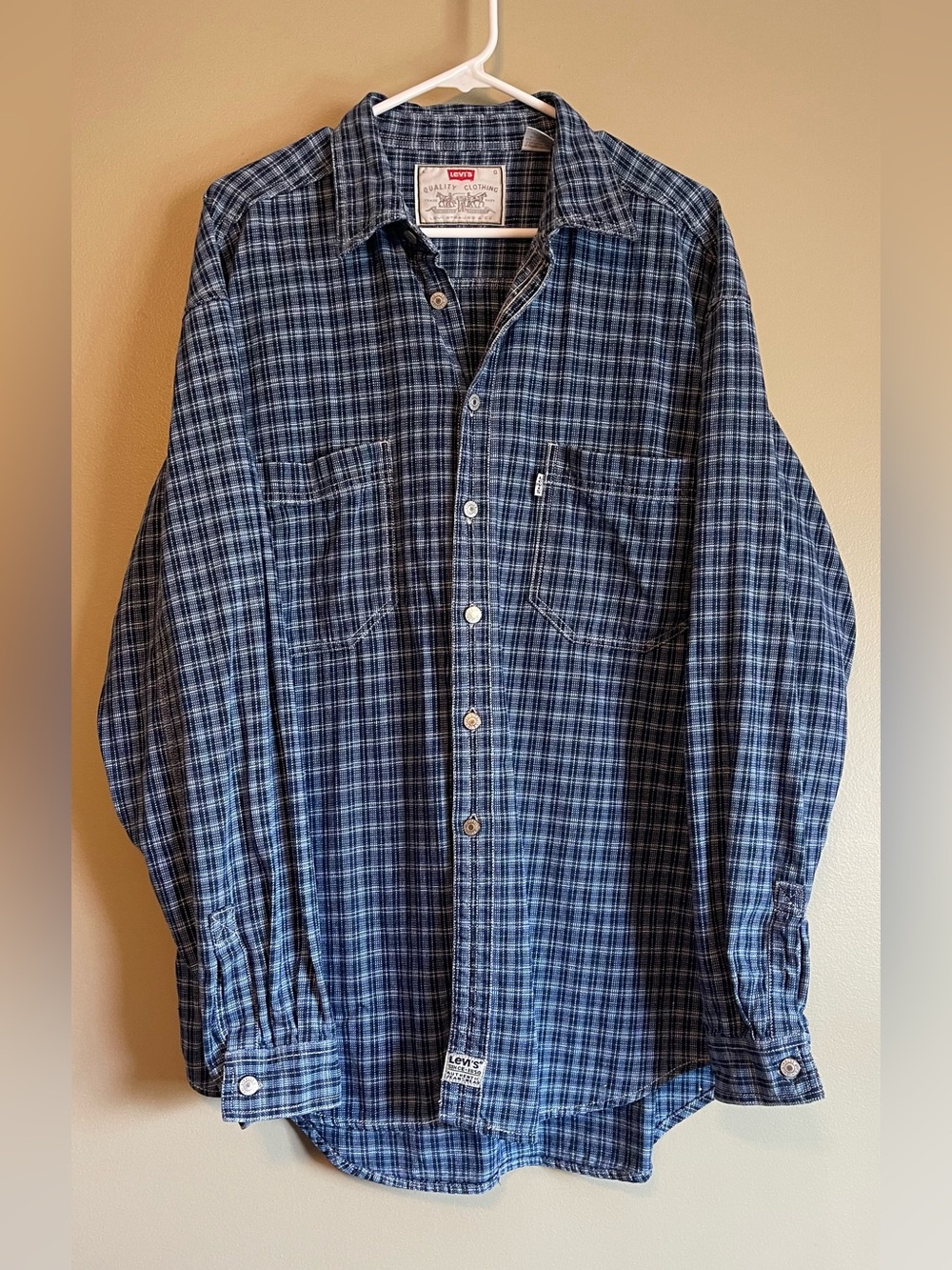 Vintage 90’s White Tag Levi’s 100% Cotton Plaid Button Down